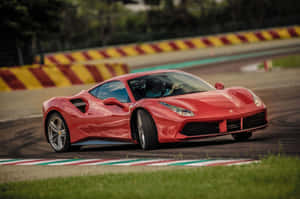 Caption: Exquisite Ferrari 488 Gtb - A Masterpiece Of Speed And Design Wallpaper