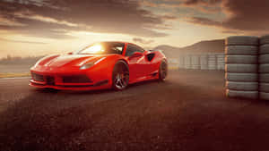 Caption: Exquisite Ferrari 488 Gtb On The Open Road Wallpaper