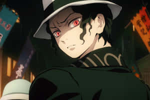 Caption: Fierce Half-demon Warrior From Demon Slayer Wallpaper