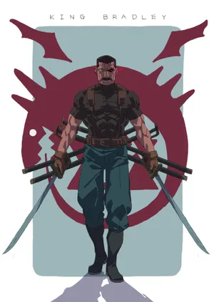 Caption: Fierce King Bradley In Battle Stance Wallpaper