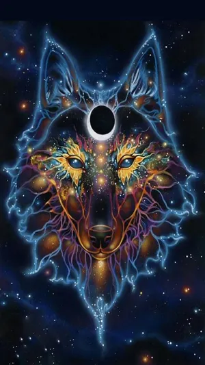 Caption: Fierce Tribal Wolf Artwork Wallpaper