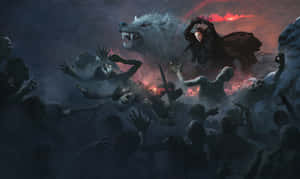 Caption: Fierce Wolf Attack In The Wild Wallpaper