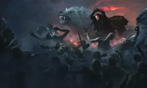 Caption: Fierce Wolf Attack In The Wild Wallpaper