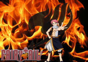 Caption: Fiery Natsu Dragneel Ready For Battle Wallpaper