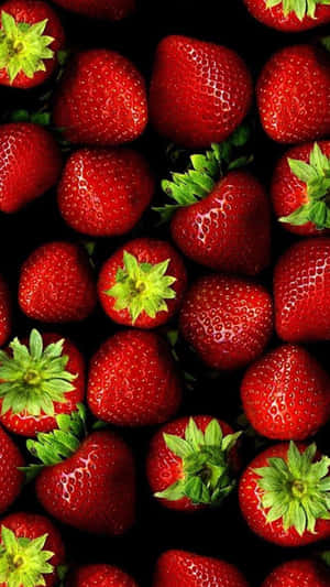 Caption: Fresh And Tasty Red Strawberry Wallpaper