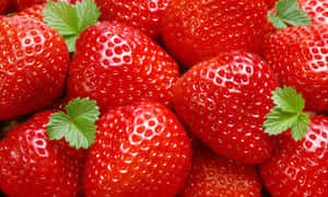 Caption: Fresh And Vibrant Red Strawberry Close-up Wallpaper