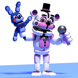 Caption: Funtime Freddy From Five Nights At Freddy's Entertaining The Crowd Wallpaper