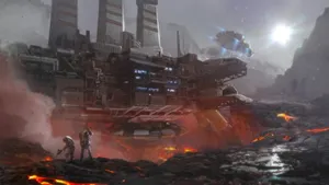 Caption: Futuristic Space Mining Operations Wallpaper