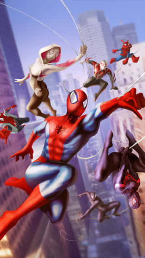 Caption: Gwen Stacy Swinging Through The City Wallpaper