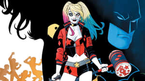 Caption: Harley Quinn Swinging Her Signature Hammer Wallpaper