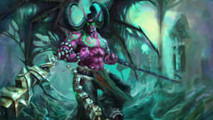 Caption: Illidan Stormrage Looms In Darkness Wallpaper