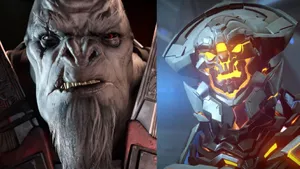 Caption: Imposing Jiralhanae Warrior In Action Wallpaper