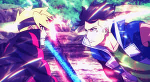 Caption: Intense Battle Between Boruto And Kawaki Wallpaper