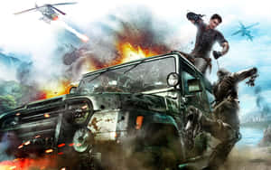 Caption: Intense Battlefield Action In An Action Game Wallpaper