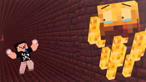 Caption: Intense Minecraft Blaze Battle Wallpaper