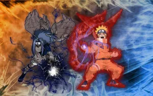 Caption: Intense Sasuke Uchiha With Cursed Mark Unleashed Wallpaper