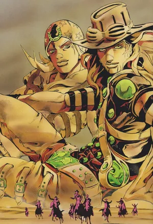 Caption: Jojo's Bizarre Adventure: Steel Ball Run - Heroes In Action Wallpaper