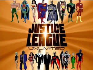 Caption: Justice League Unlimited Team In Action Wallpaper