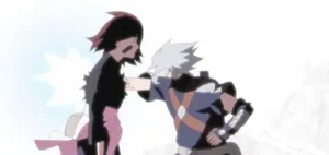 Caption: Kakashi Hatake And Rin Nohara In An Emotional Moment From The Iconic Anime, Naruto. Wallpaper