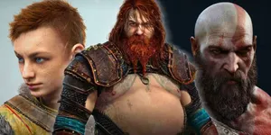 Caption: Kratos And Atreus In Action - God Of War Characters Wallpaper