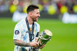 Caption: Lionel Messi, Soccer Maestro In Action At The World Cup Wallpaper