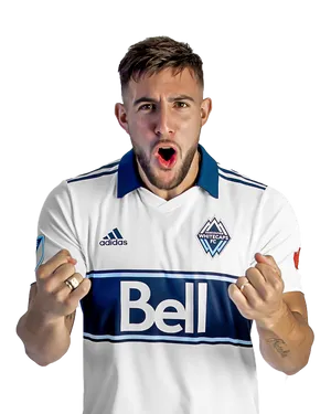 Caption: Lucas Cavallini Celebrating Victory On A White Background Wallpaper