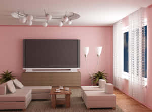 Caption: Luxurious Home Cinema Setup Wallpaper