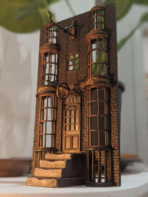 Caption: Magical Diagon Alley Bustling With Wizards And Witches Wallpaper