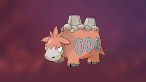 Caption: Magnificent Camerupt Pokemon Basking In A Vibrant Purple Backdrop Wallpaper