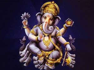 Caption: Majestic And Spiritual Hd Image Of Ganesh Ji Wallpaper