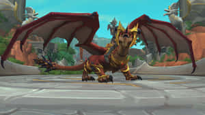 Caption: Majestic Dragon Soaring In The World Of Warcraft Universe Wallpaper