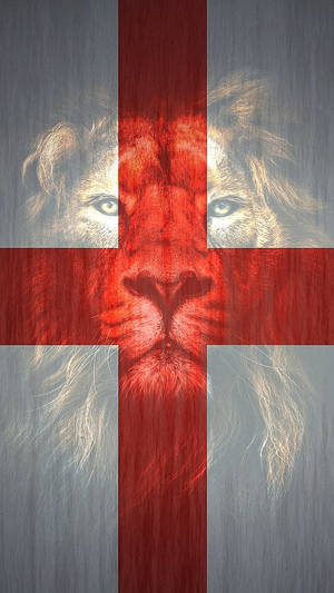 Caption: Majestic Lion On England Flag Wallpaper