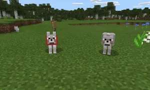 Caption: Majestic Minecraft Wolf In Its Natural Habitat Wallpaper