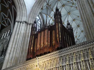 Caption: Majestic Organ Of York Minster Cathedral Wallpaper