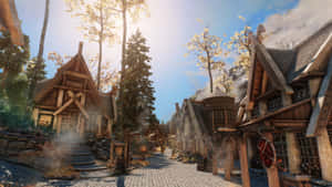 Caption: Majestic Skyrim Whiterun Cityscape Wallpaper