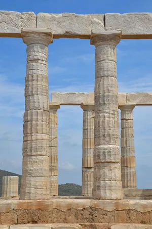 Caption: Majestic Sunset At The Temple Of Poseidon, Greece Wallpaper