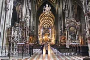 Caption: Majestic View Of Vienna Cathedral Wallpaper