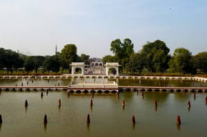 Caption: Mesmerizing View Of Shalimar Garden In Lahore Wallpaper