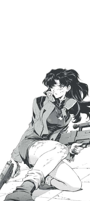 Caption: Misato Katsuragi Strikes A Pose Wallpaper