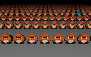 Caption: Mischievous Goomba On The Move Wallpaper