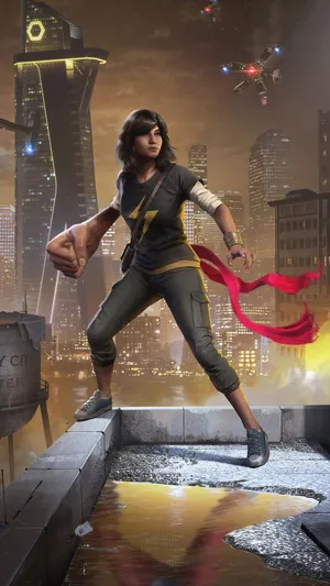 Caption: Ms Marvel Showcasing Her Power In 3d Art Wallpaper