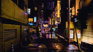 Caption: Mysterious Dark Alleyway At Night Wallpaper