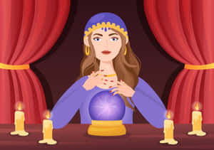 Caption: Mysterious Fortune Teller Revealing Tarot Cards Wallpaper