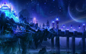 Caption: Mystical Evening In A Fantasy World Wallpaper