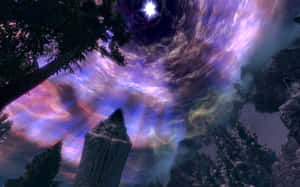 Caption: Mystical Sovngarde Skyline Wallpaper
