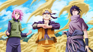 Caption: Naruto And Friends Celebrating Together Wallpaper