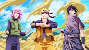 Caption: Naruto And Friends Celebrating Together Wallpaper