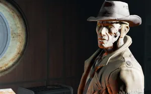 Caption: Nick Valentine In Action Wallpaper