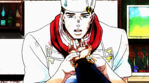 Caption: Okuyasu Nijimura Unleashing Power - Jojo's Bizarre Adventure Wallpaper