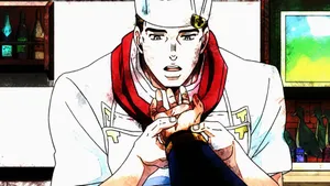 Caption: Okuyasu Nijimura Unleashing Power - Jojo's Bizarre Adventure Wallpaper